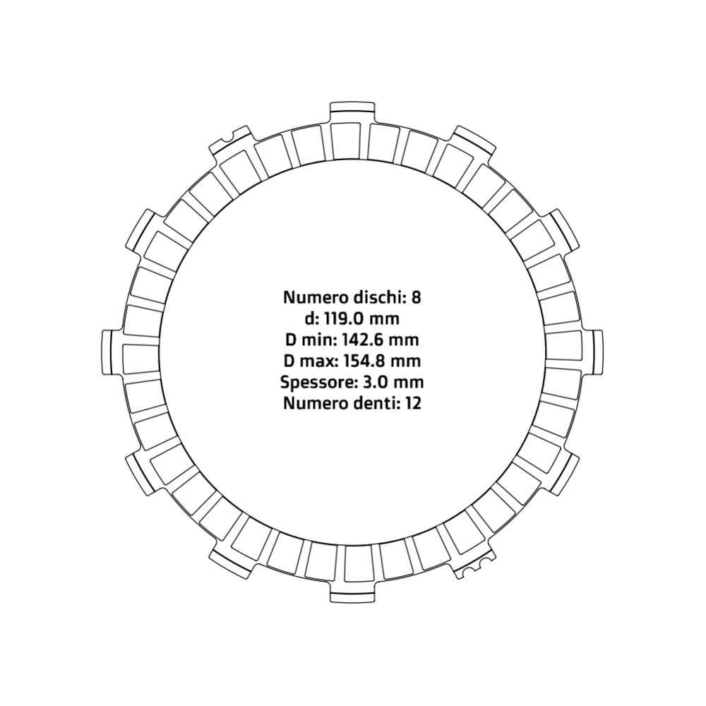 Clutch plates NRTeam Yamaha YZ 250 (88-25) - Friction set DS02.F001.8