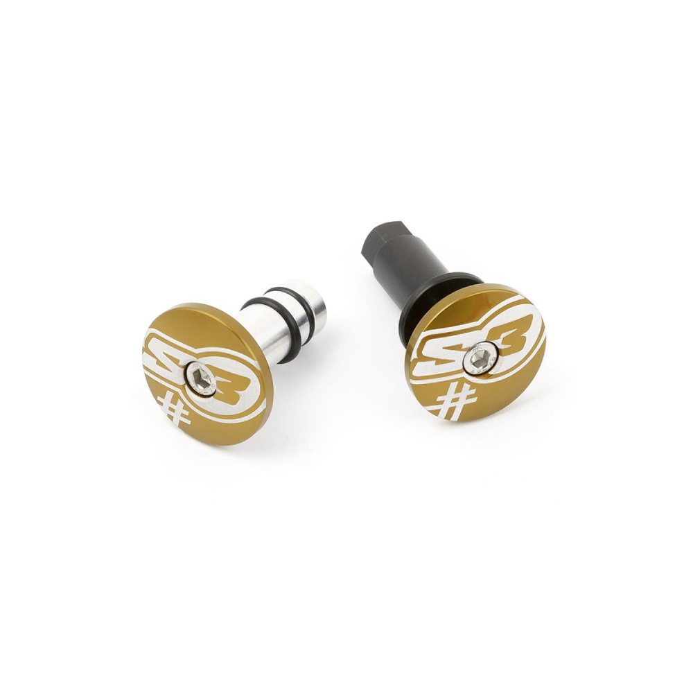 Pair of handlebar end caps S3 gold Five