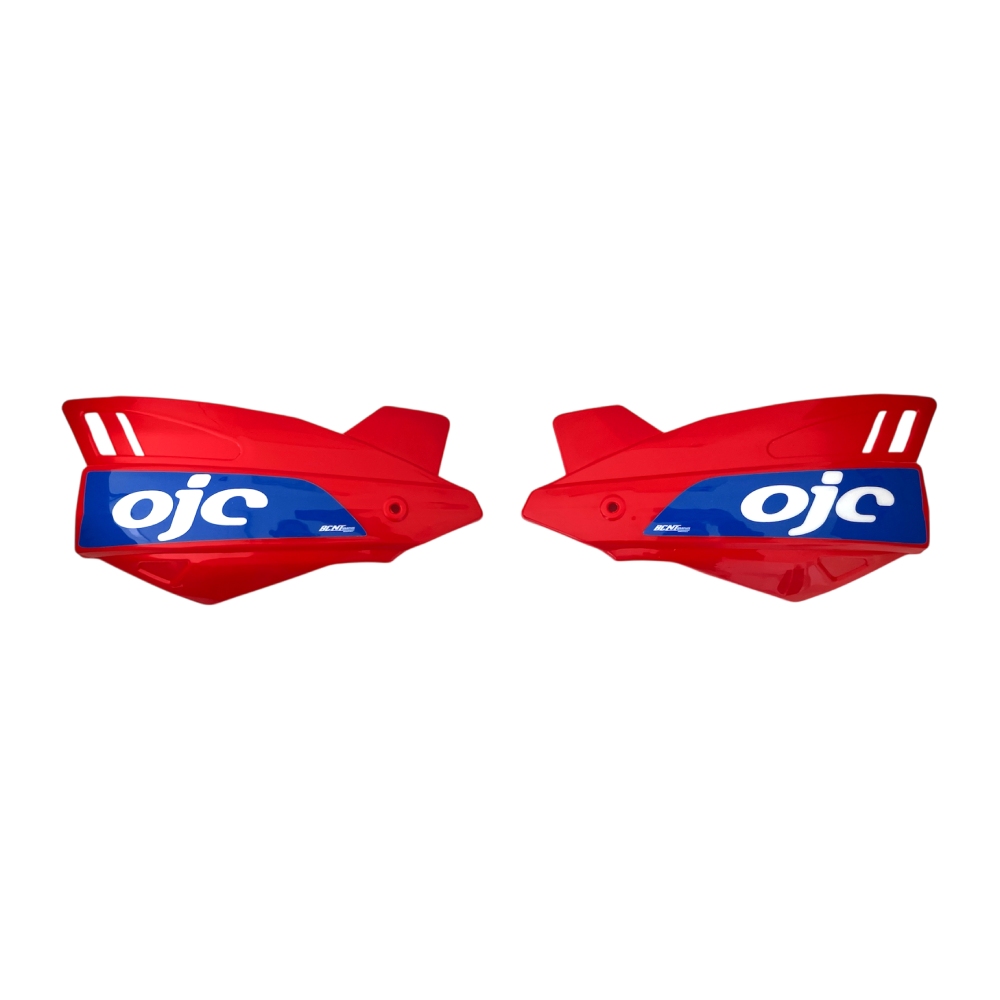 Pair of handguards OJC SHARK universal red (blue sticker) Pair of handguards OJC SHARK universal red (blue sticker)